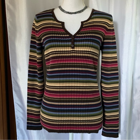 Jones New York, split V-neck ribbed sweater - Picture 1 of 7